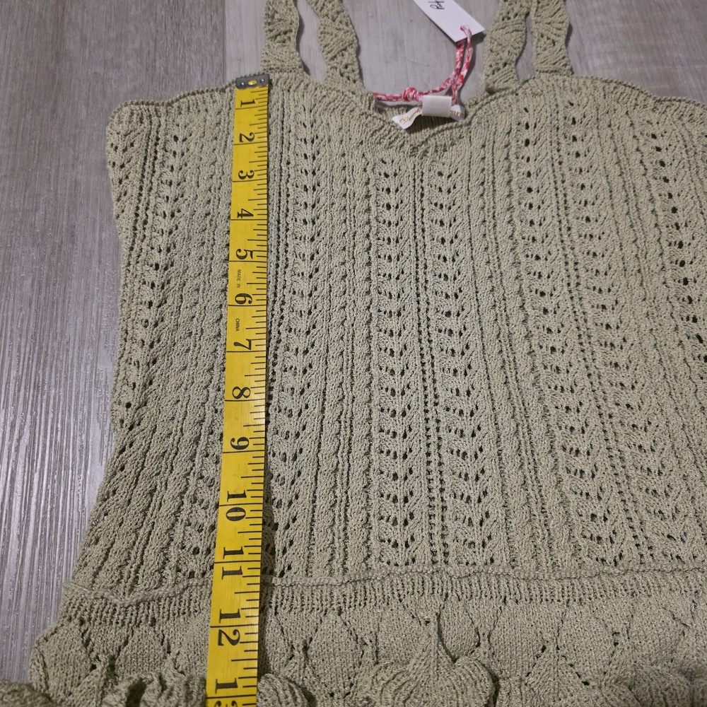 Poof Apparel Sage Green Crochet Tank Top Medium NWT - Picture 9 of 11